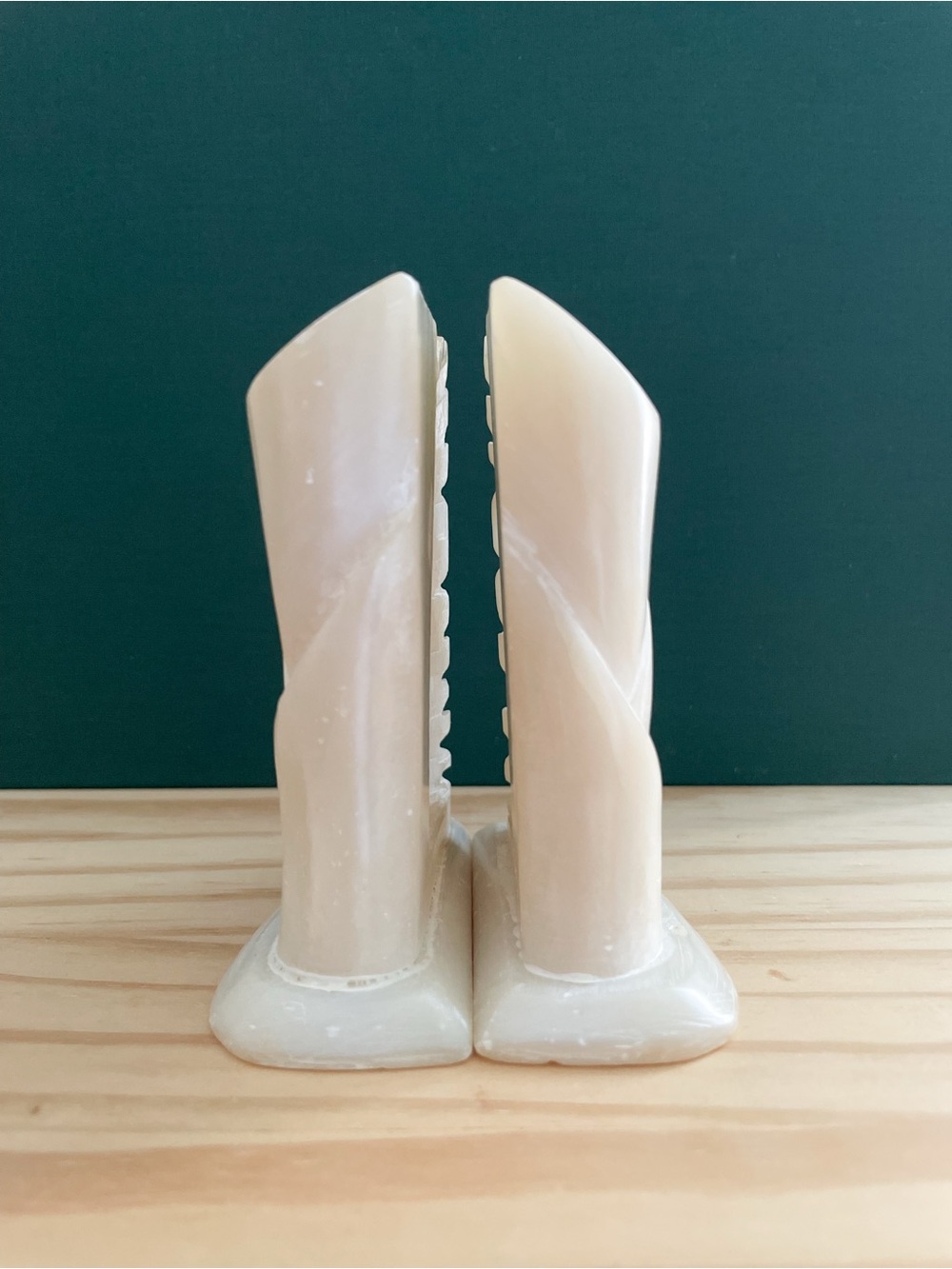 Vintage Chinese Hand-Carved White Soapstone Bud Vases - Mirrored Pair - Picture 9 of 16
